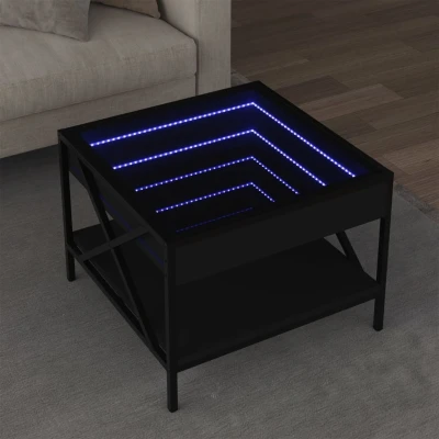 Afbeelding van Salontafel met Infinity LED 50x50x38 cm zwart