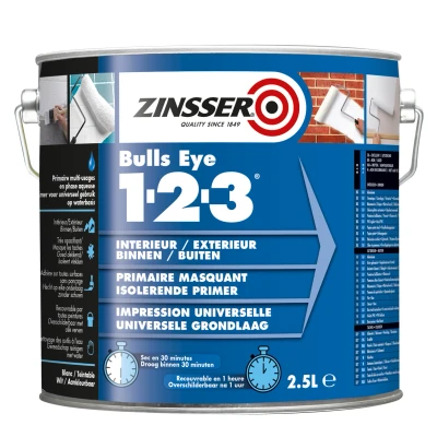 Afbeelding van Zinsser Bulls Eye 1 2 3 2,5 Liter 100% Wit