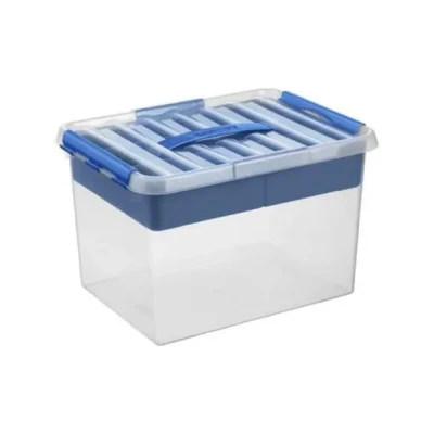 Afbeelding van Sunware Q line opbergbox met inzet 22L transparant blauw 40 x 30 26 cm