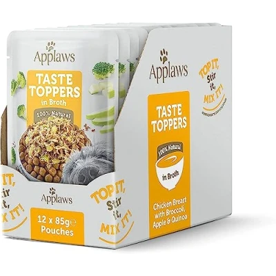 Afbeelding van Applaws Taste Toppers Pouch in Bouillon 12 x 85 g Hondenvoer Kip met Broccoli, Appel en Quinoa