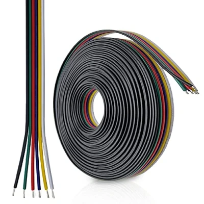 Afbeelding van LedNord 6 polige led stripconnector voor RGB, RGBW en RGB CCT (10 m kabel, pins) stekker verlenging aderige platte kabel 3, 4, 5, aansluitkabel