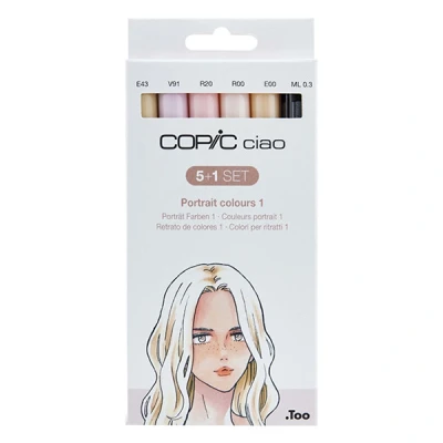 Image de Set 5 marqueurs copic ciao teintes chairs + 1 multiliner gratuit