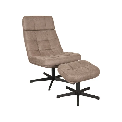 Afbeelding van Alvar fauteuil micro suede + hocker taupe