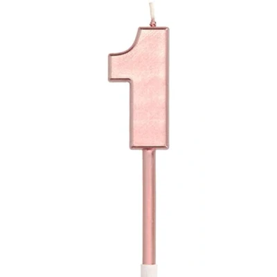 Afbeelding van Folat Verjaardagskaars 1 Roségoud Metallic