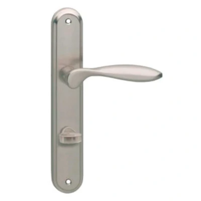 Afbeelding van Intersteel Deurkruk George op schild toilet /badkamersluiting 63 mm nikkel mat