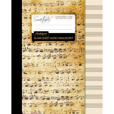 Afbeelding van Blank Sheet Music: Music Manuscript Paper / Staff Musicians Notebook [ Book Bound (Perfect Binding) * 12 Stave 100 pagina&#039;s Large Antiek ]