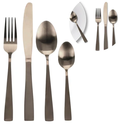Afbeelding van Cheqo® Luxe Mat Goud Bestekset RVS Matte 16 Delig Bestek Lepels Messen Vorken Voor 4 Personen