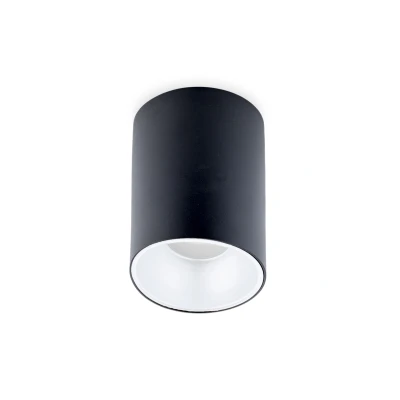 Afbeelding van Opbouwspot Rond, Vast, GU10 Fitting, Mat Zwart / Wit
