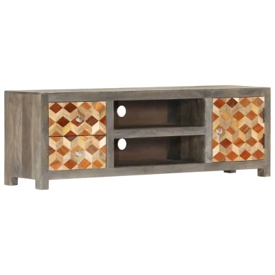 Afbeelding van Tv meubel 120x30x40 cm massief mangohout grijs