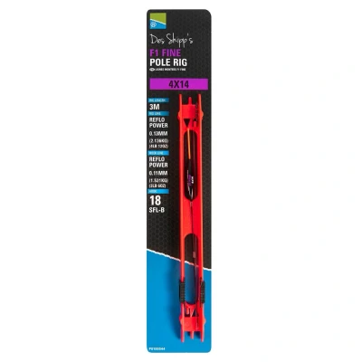 Afbeelding van Preston Des Shipp&#039;s F1 Fine Pole Rig 3m 0.13mm 0.11mm haak 18 Maat : 4x14
