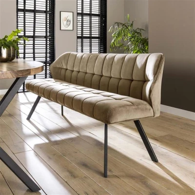 Afbeelding van Hoyz Eetkamerbank Raster 180cm Breed 3 Personen Champagne