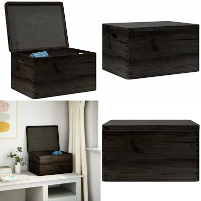 Afbeelding van vidaXL Houten kist met deksel&amp;handvatten 40x30x23cm grenenhout zwart