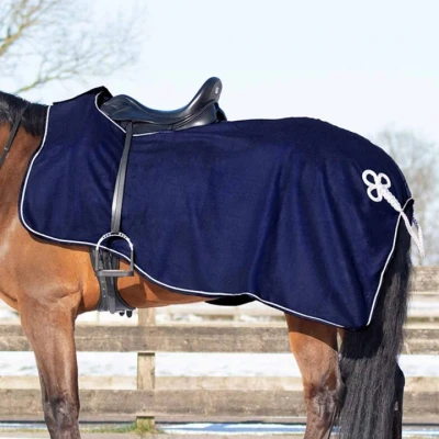 Afbeelding van QHP Uitrijdeken fleece ornament S Zilver Blauw