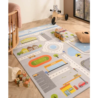 Afbeelding van Kindervloerkleed Joy Speelstraat Grijs 120x170 Cm