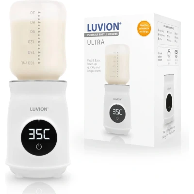 Afbeelding van LUVION® Draagbare Flessenwarmer voor onderweg én thuis Wit Geschikt o.a. Dr. Brown, Philips Avent, Difrax, Medela, Alvar, NUK, MAM en huismerk Kruidvat Etos babyflessen Draadloos je baby fles verwarmen