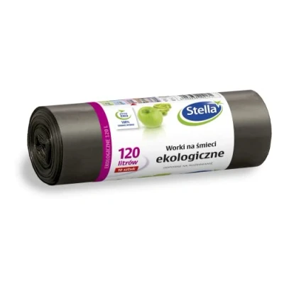 Afbeelding van Stella 004171 Eko 10 vuilniszakken 120 liter voor huishoudelijk afval en kantoor van dikke granulaatfolie, kleur: zwart