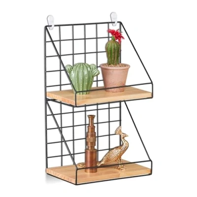 Afbeelding van Relaxdays wandrek industrieel wandplank metaal deco muurrek keuken kruidenrek