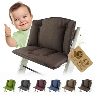 Afbeelding van BAMBINIWELT Vervangende hoes, zitkussen, verkleiner, geschikt voor STOKKE Tripp Trapp kinderstoel, stoelovertrek, middelbruin gemêleerd