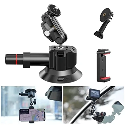 Afbeelding van ULANZI SC 01 Camera zuignaphouder met universele clip voor mobiele telefoon, 3 inch zuignap actiecamera 360 dubbele kop bal en 1/4 schroef,