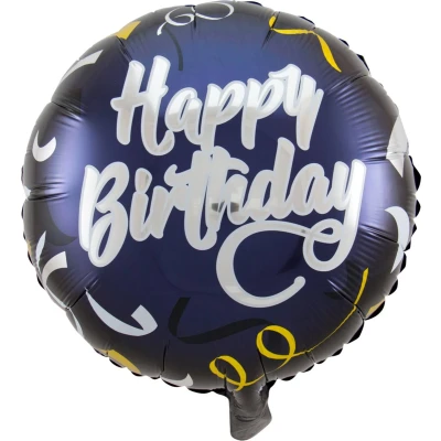 Afbeelding van Heliumballon Happy Birthday zwart/goud 45cm per stuk