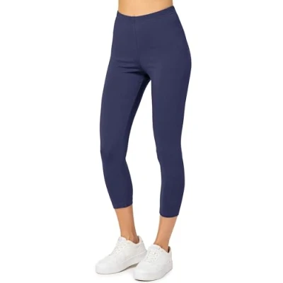 Afbeelding van Merry Style MS MS10 199 LE Dames Capri Leggings Sport Vrijetijdsbroek 3/4 Lengte Katoen Sporbroek Yogabroek Marineblauw XXL
