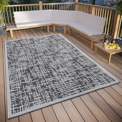 Afbeelding van Binnen en buitenkleed Telu 115x170cm Grijs 123vloerkleed.nl is de online webshop voor vloerkleden woonaccessoires.