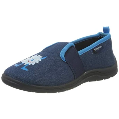 Afbeelding van Playshoes Kinder Schuh Hausschuh Monster Jeansblau 30/31