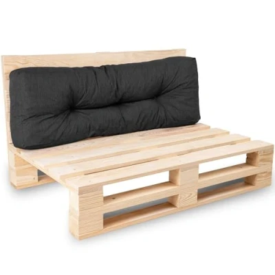 Afbeelding van Paletkussens/matras, bank, fauteuil, zitvlak voor europallets zitting en/of rugleuning (zwart, kussen 120 x 40 cm)