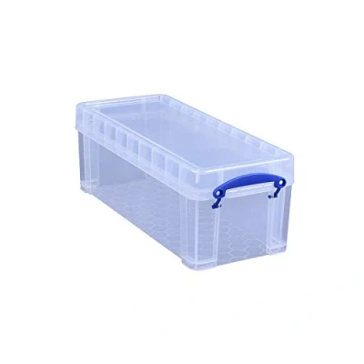 Afbeelding van Really Useful Box Set van 3 transparante opbergdozen 6,5 liter voor organisatie thuis en op kantoor met veilig deksel handgrepen clipsluiting