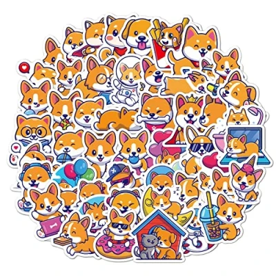 Afbeelding van 50 stuks Corgi stickers voor zee, waterdicht, gekleurd vinyl kantoor, laptop, waterfles (Corgi)