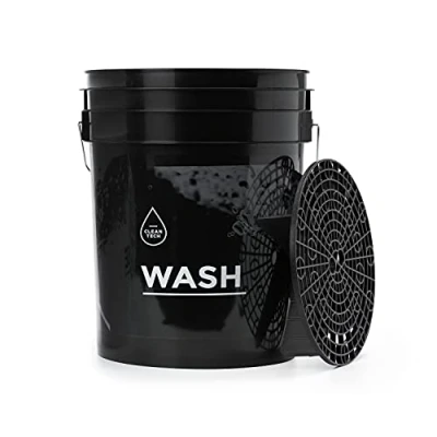 Afbeelding van CLEANTECH CO GritGuard wasemmer 20 liter + emmer WASH ZWART Autowasemmer met vuilzeef voor het zachte wassen van de auto of motorfiets