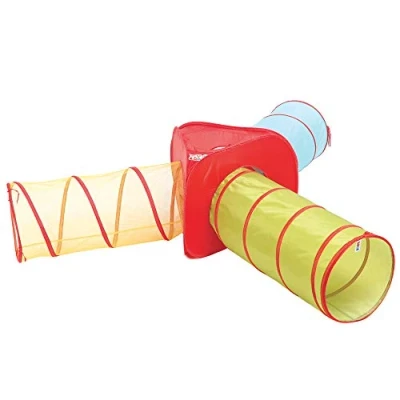 Afbeelding van Ludi 90108 Combinatiespeltunnels Lichte en opvouwbare multitunnel Set van 3 tunnels Pop up opening Gebruik binnen buiten Draagtas vanaf 2 jaar