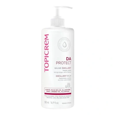 Image de Topicrem DA PROTECT Baume Émollient Crème Hydratante, Relipide, Nourrit &amp; Apaise Soin Visage et Corps pour Peaux Sensibles, Sèches, Atopiques, Bébés, Enfants&amp;Adultes Fabrication Française 500ml