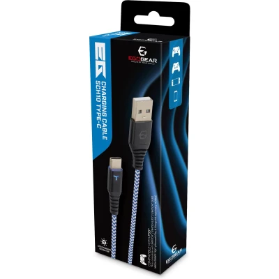 Afbeelding van EgoGear USB C 3m Gevlochten Oplaadkabel Wit en Blauw Geschikt voor PS5 Xbox Series X S Switch Lite OLED