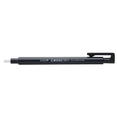 Afbeelding van Tombow Mono Zero precisiegum met ronde punt, 2 vullingen, zwart
