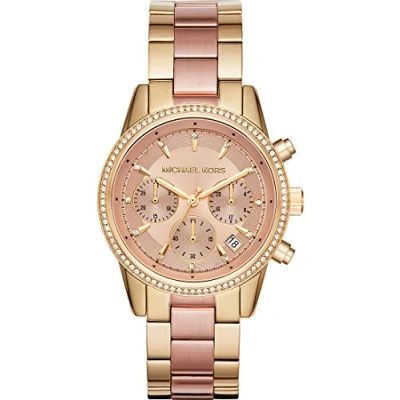Afbeelding van Michael Kors Ritz Dameshorloge, chronograaf uurwerk, roestvrijstalen of leren armband