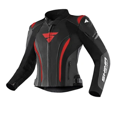 Afbeelding van SHIMA Miura 2.0 Dames Zwart Rood Leren Motorjas Maat 32 Jas
