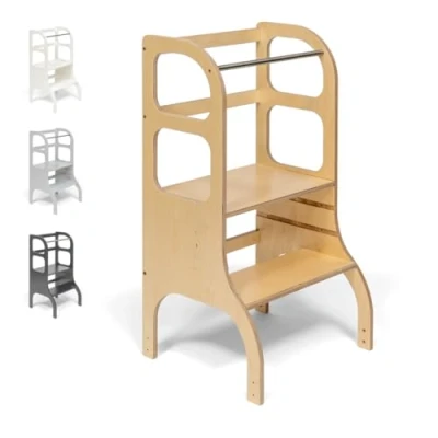 Afbeelding van Ette Tete Step Up Leertoren In hoogte verstelbaar Learning Tower Montessori inspired Keukentrap Keukenhulp Leerstoel Veilig Duurzaam