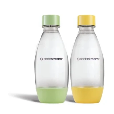 Afbeelding van SodaStream DuoPack Fuse 0,5 liter plastic flessen, vaatwasmachinebestendig, geel/groen, 19 cm hoog, 2 stuks