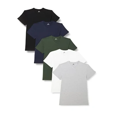 Afbeelding van Lower East Le156 T shirt voor heren (5 stuks), wit/lichtgrijs/donkerblauw/donkergroen/zwart