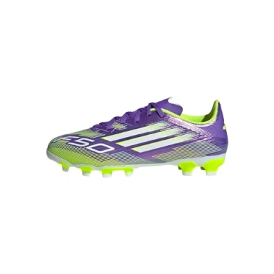 Afbeelding van adidas Performance F50 League Unisex Voetbalschoenen met kunststof noppen voor kinderen, Maat: 33.5, Purple rush/white/lucid lemon