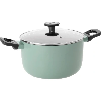 Afbeelding van LEO Kookpot antikleef met deksel Sage Ø 24x14cm Groen PFAS vrij