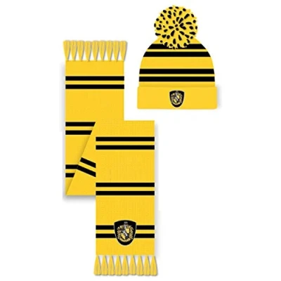 Image de Harry Potter Poufsouffle Crest Bobble Chapeau et écharpe