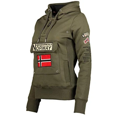 Afbeelding van Geographical Norway GYMCLASS Lady dames sweatshirt, capuchon, zakken, kangoeroe dames, casual, lange mouwen, warm, hoodie, tops, sport, Khaki (stad)