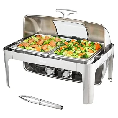 Image de VEVOR Chauffe Plat 9 L Buffet Chauffant à Combustible Couvercle Transparent en Verre Réchaud Inox Alimentaire Récipient Maintient au Chaud pour Servir Libre Service Hôtel Traiteur Restauration