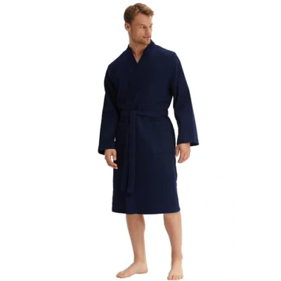Afbeelding van Morgenstern Badjas Heren I Katoen Wafel Zomer Licht, Blauw, XXL