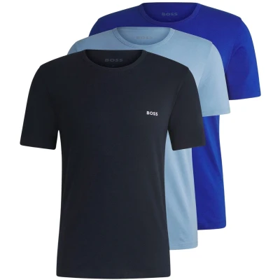 Afbeelding van HUGO BOSS heren Classic T shirt van biologisch katoen in 3 pack de kleur Blauw, maat: S