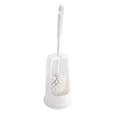 Image de Support Blanc et Brosse Ronde Poils pour WC Jantex Nylon