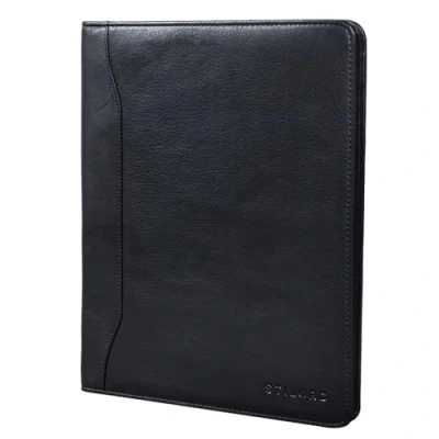 Afbeelding van STILORD &#039;Scott&#039; Organizer van leer, A4, vintage, aktetas, zakelijk, conferentie, 12,2 inch, echt zwart., koffer