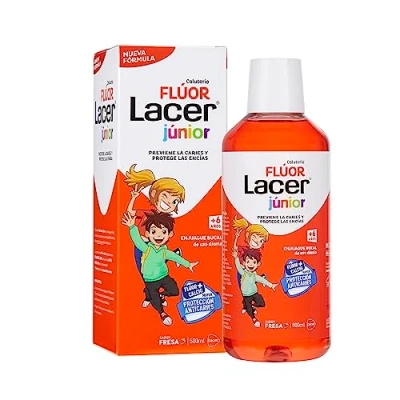 Afbeelding van Mondspoeling Lacer Aardbei Fluoride Junior (500 ml)